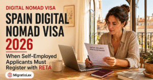 Digital nomad visa RETA registration for self-employed applicants in Spain