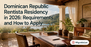 Dominican Republic Rentista Residency in 2026: Requirements and How to Apply - terrace overlooking the Dominican coast with visa documents and passport