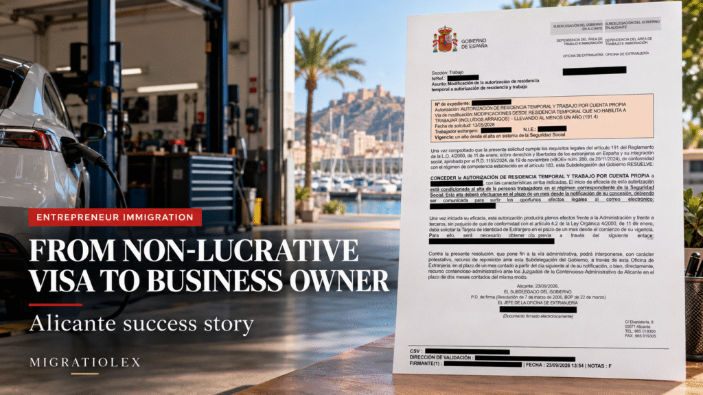 non lucrative visa to self employment spain approval alicante